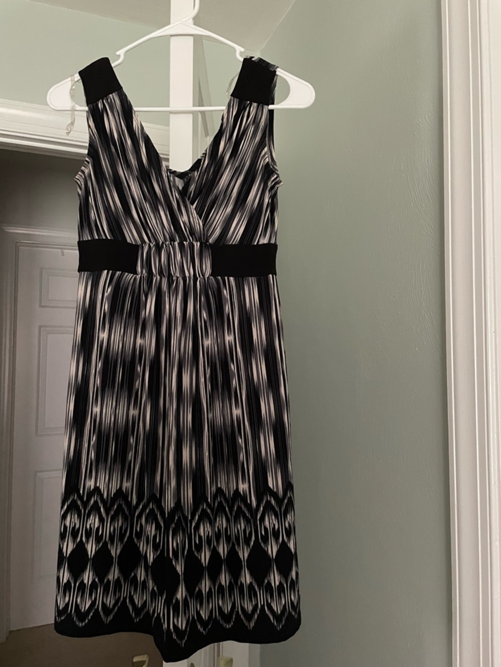 Dress Barn Black & White Striped Midi Dress